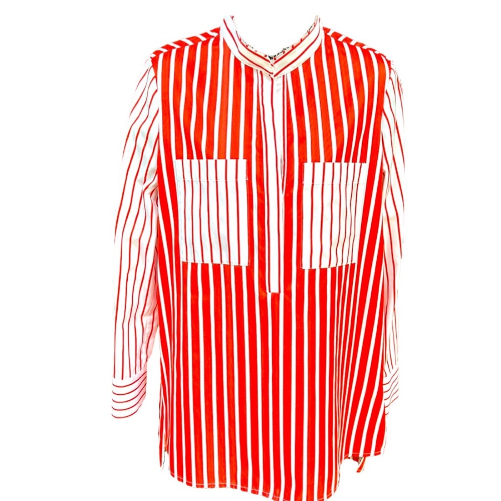 ESCADA SPORT coral & white striped cotton tunic, size 36 EU, EUC